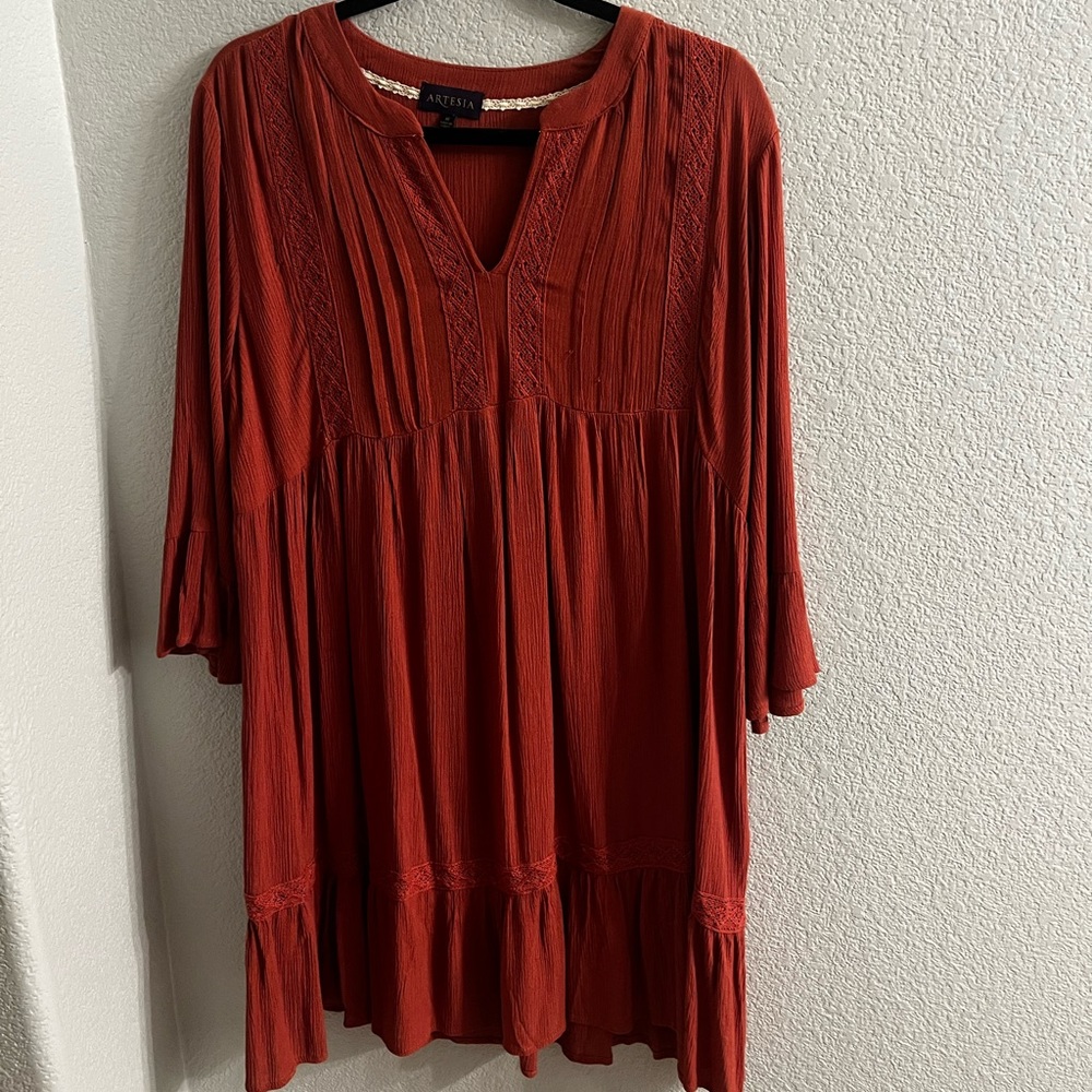 Long Sleeve Orange Dress
